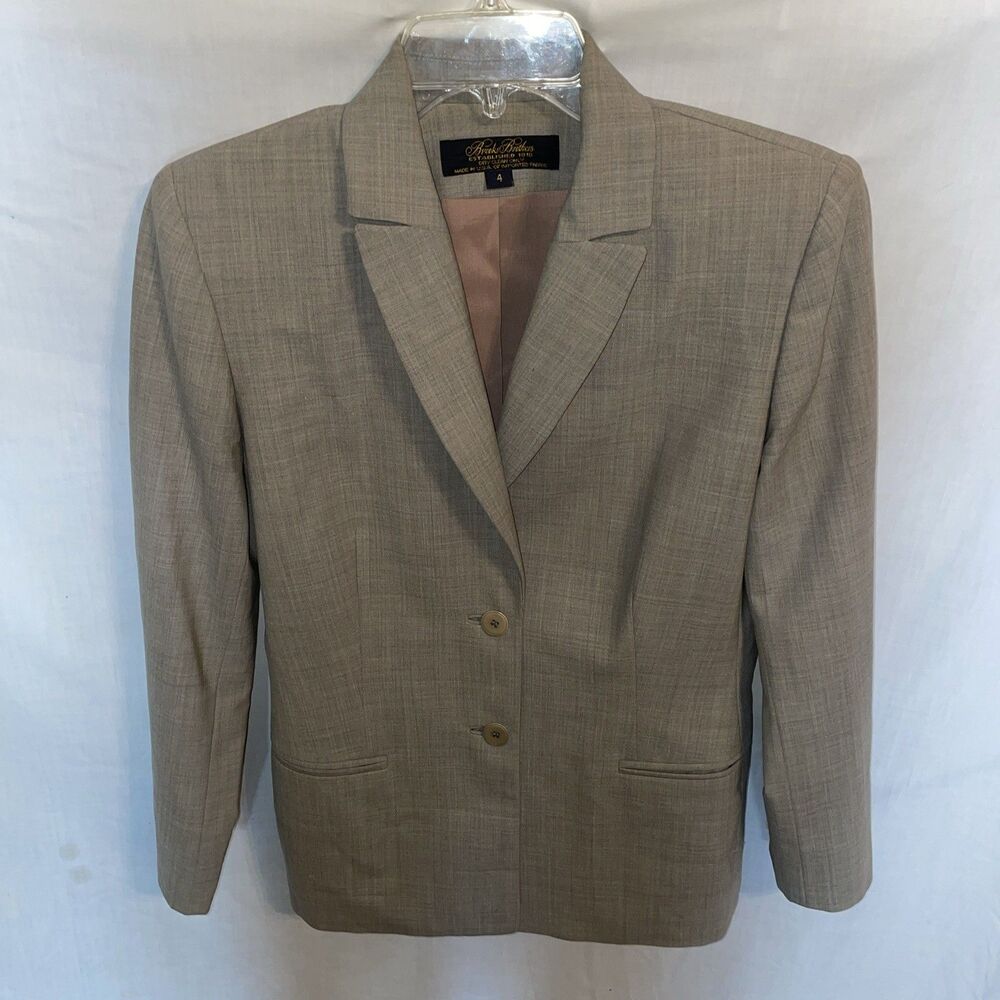 Brooks Brothers Women’s Dressy Blazer Size 4 Tan Acetate Business Formal City